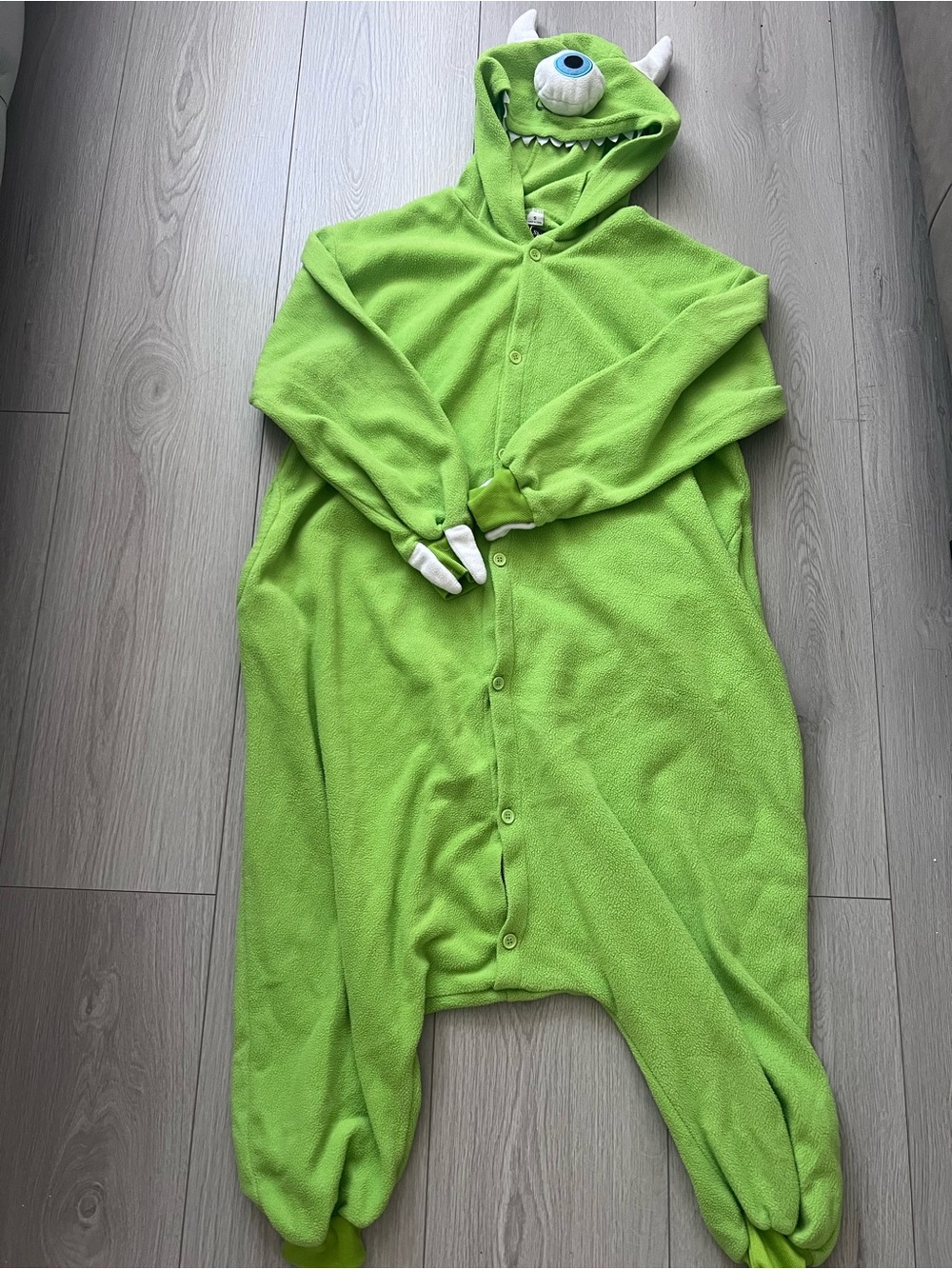 Kids Green Monster Hooded One-Piece Bodysuit